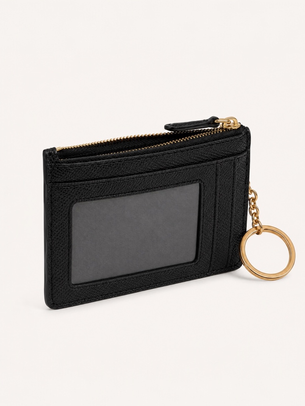 Coach Mini Skinny ID Case Black Leather Keychain Wallet 57841 - Picture 4 of 12